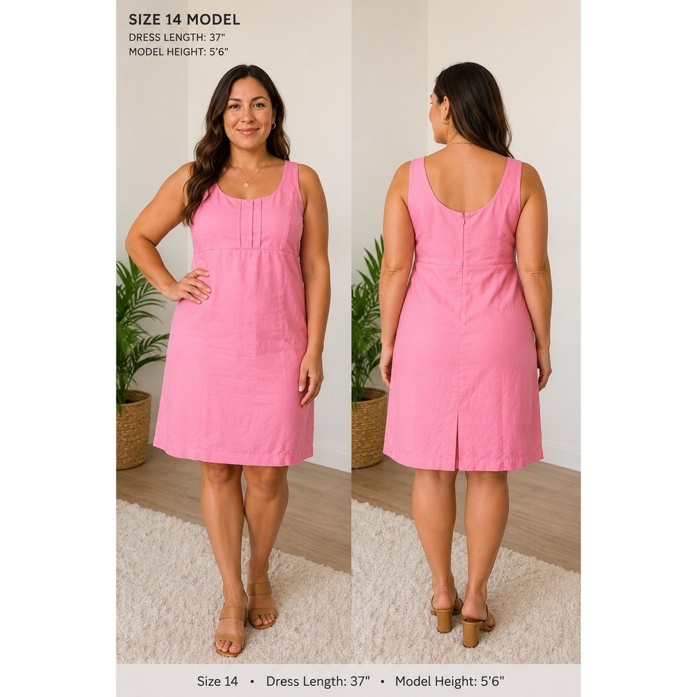 Barbiecore Pink Euro Summer Mini Dress Wedding Guest Cruise Resortwear Size 14